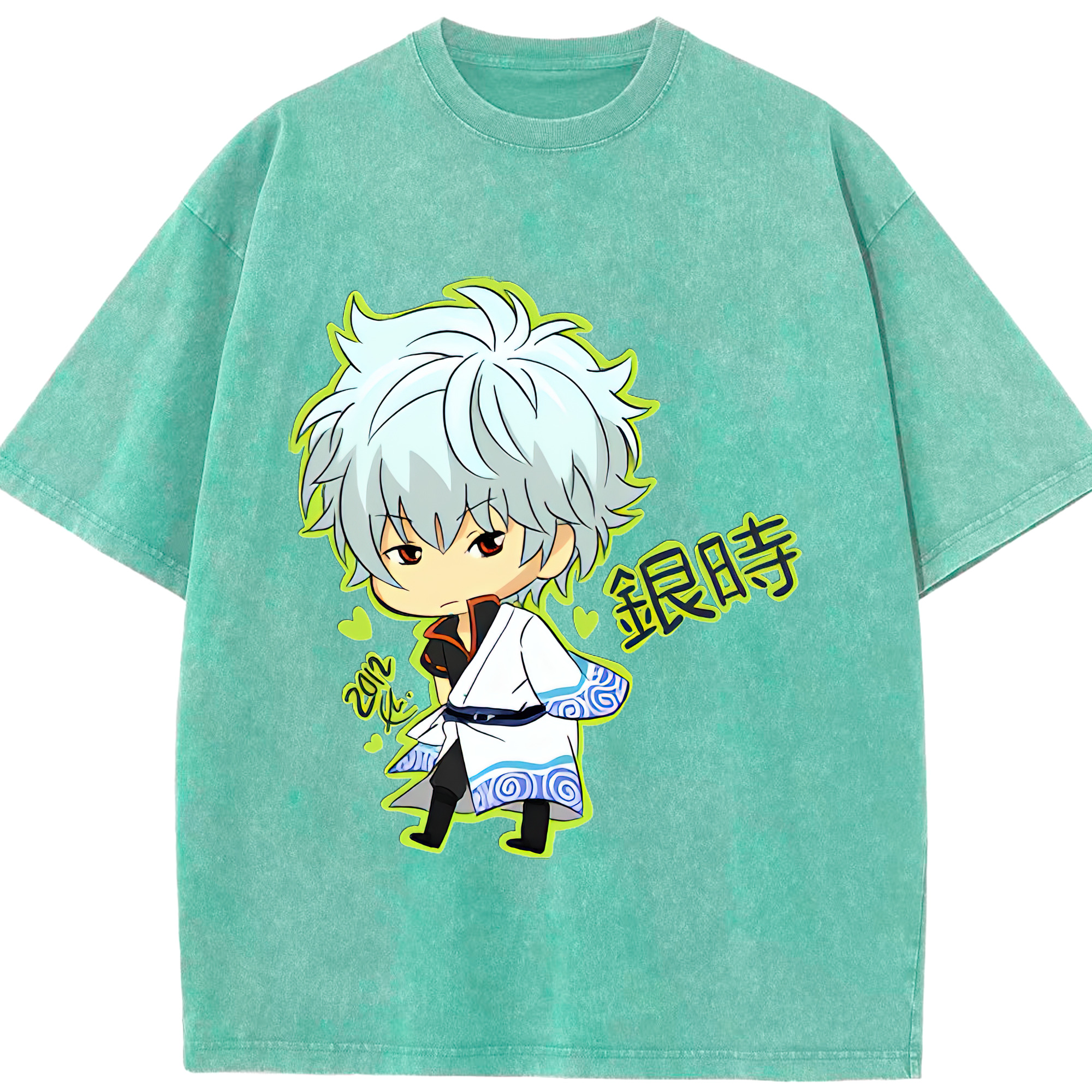 （画像用） ぎんたま 坂田銀時（さかたぎんとき） 神楽 志村新八（しむら しんぱち） GINTAMA Sakata Gintoki Kagura Shimura Shinpachi 綿100% ヴィンテージ風 半袖Tシャツ（フロントプリント）